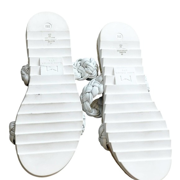 Marc Fisher ML Jaimee White Espadrille Slip On Leather Braided Flat Sandals 8M - Picture 11 of 12